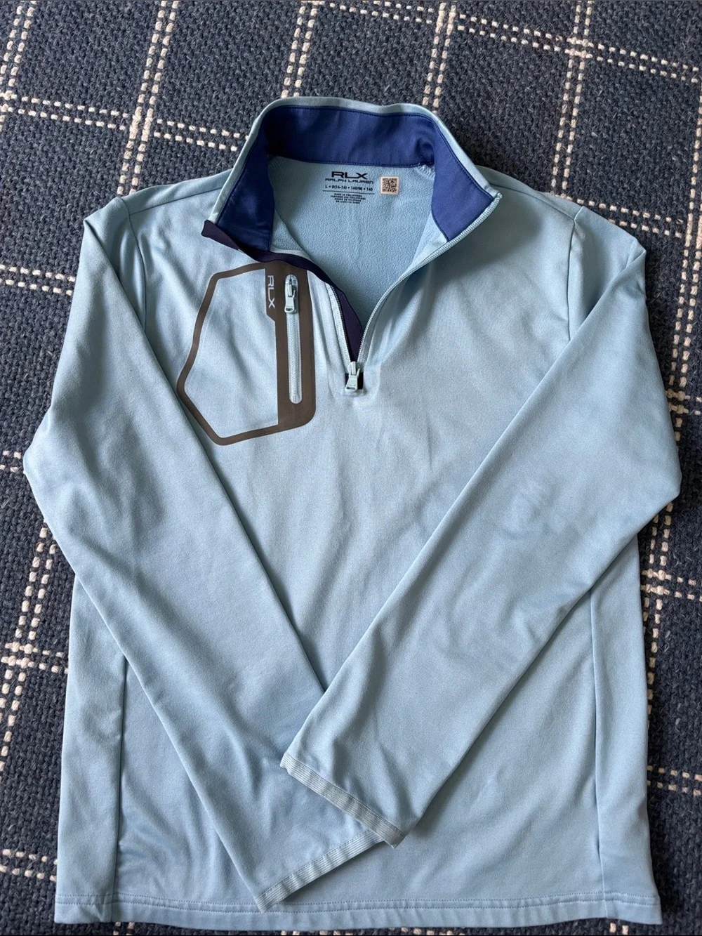 Boys Ralph Lauren Light Blue Golf Quarter-Zip Performance Pullover sz L